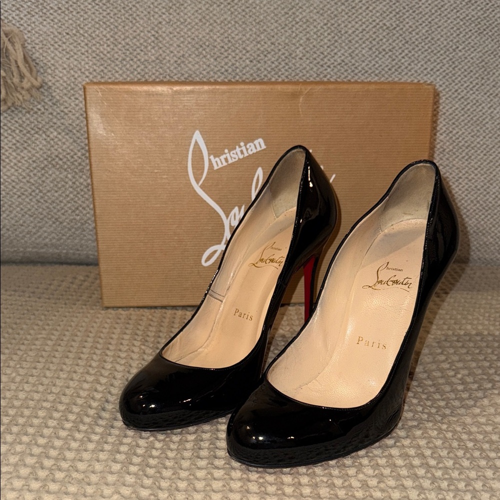 Christian Louboutin Fifi Glossy Black Heels 100mm